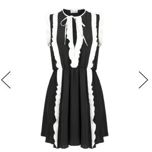 RED Valentino Black & White Ruffle Trim Dress - Size 42 EU / 4 US - New